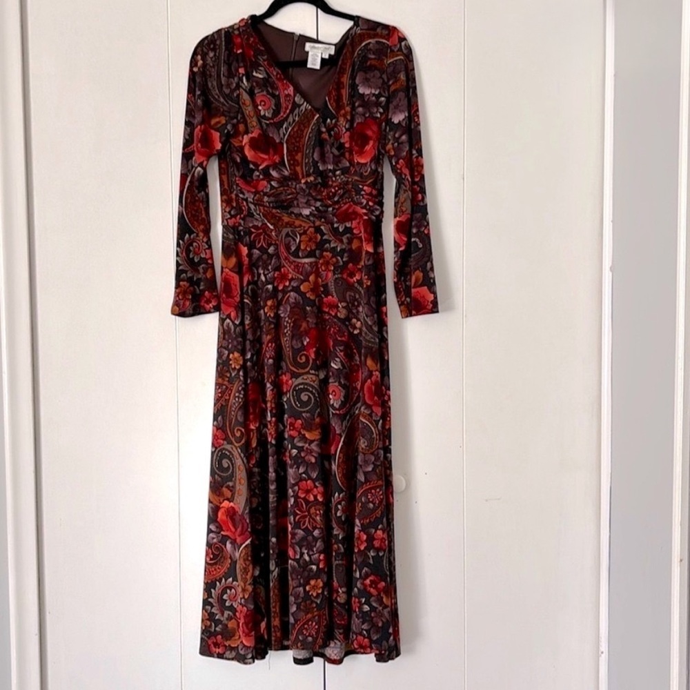Cold Water Creek  Red Floral Women's Dress (NWOT)